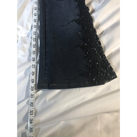 Sassy Thai Women's Vintage Blue & Black Beaded Flare Jeans - Picture 9 of 10